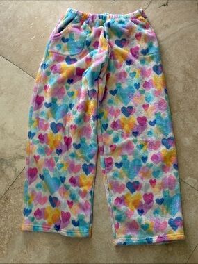 Iscream Colorful Heart Print Fleece Pajama Pants Medium (10-12)